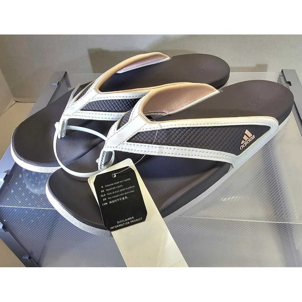 Adidas Women's Grey/White/Salmon Comfort Flip Flops  Thong Sandals Size 9